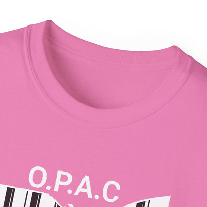 White O.P.A.C. Logo Advocacy Tee, Unisex Cotton T-Shirt for Supporters, Prison Advocacy, Social Justice, Awareness Shirt, Gift for Activists