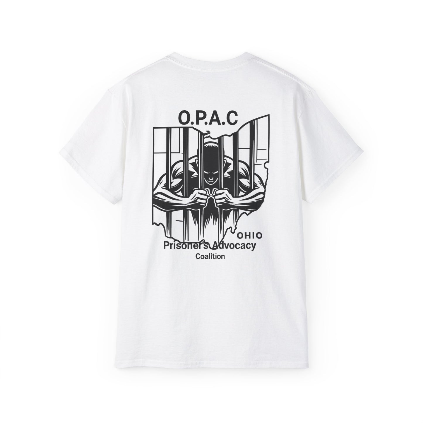 Double-sided Unisex Black-Lettered Text Big Back Graphic Advocacy Tee - Support Prisoners' Rights, Social Justice Apparel, Protest Wear, Activism T-Shirt