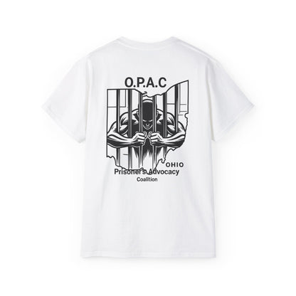 Double-sided Unisex Black-Lettered Text Big Back Graphic Advocacy Tee - Support Prisoners' Rights, Social Justice Apparel, Protest Wear, Activism T-Shirt