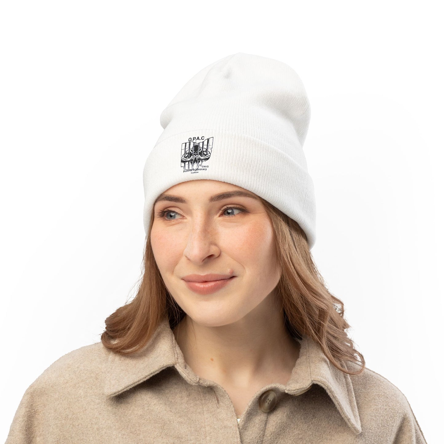 O.P.A.C. Ohio Prisoner's Advocacy Coalition Custom Embroidered Patch Logo Knit Beanie - Cozy Fashion Accessory, Winter Gift, O.P.A.C. Beanie, Streetwear Essential, Unisex Hat