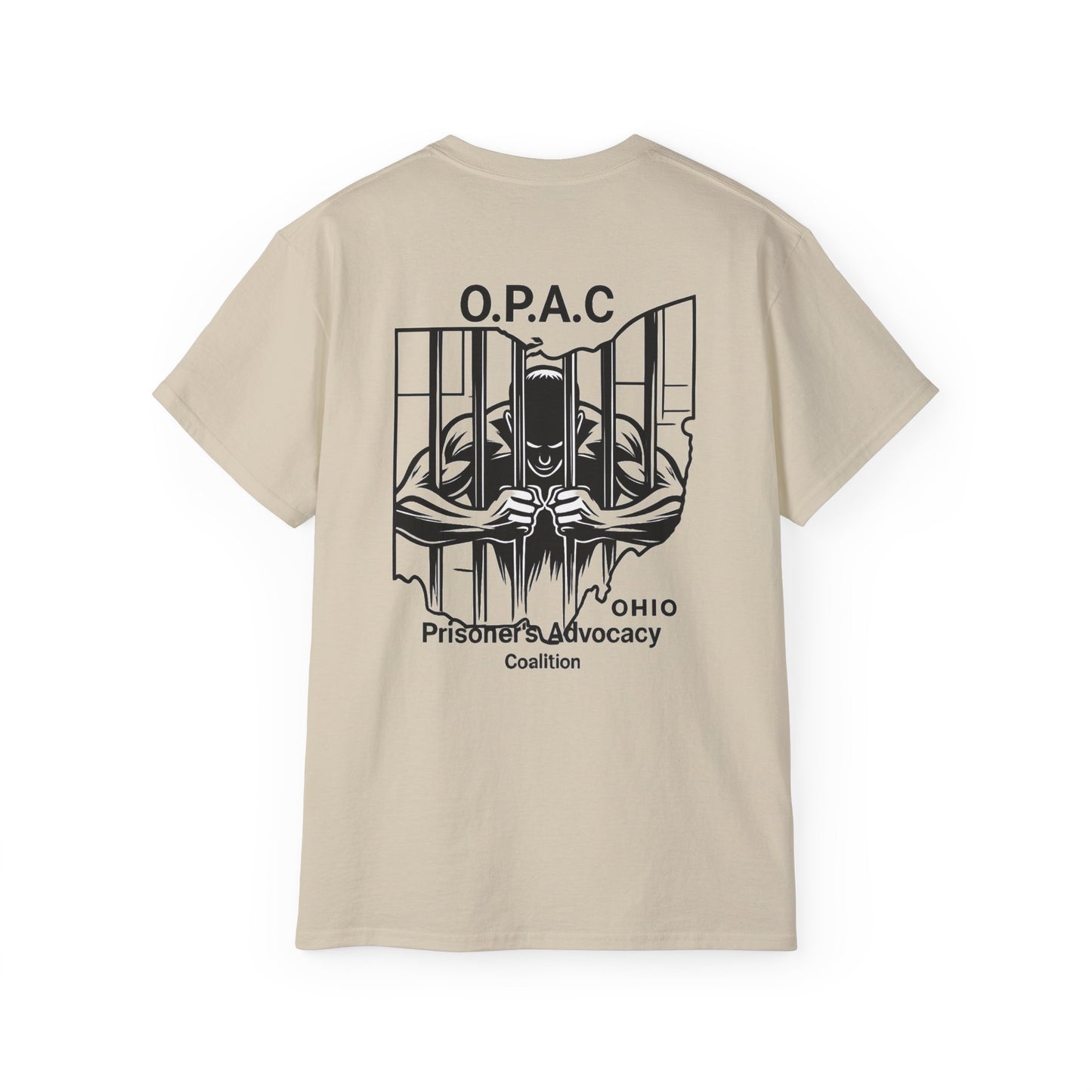 Double-sided Unisex Black-Lettered Text Big Back Graphic Advocacy Tee - Support Prisoners' Rights, Social Justice Apparel, Protest Wear, Activism T-Shirt