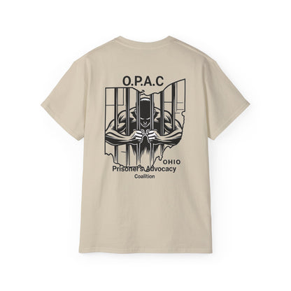 Double-sided Unisex Black-Lettered Text Big Back Graphic Advocacy Tee - Support Prisoners' Rights, Social Justice Apparel, Protest Wear, Activism T-Shirt
