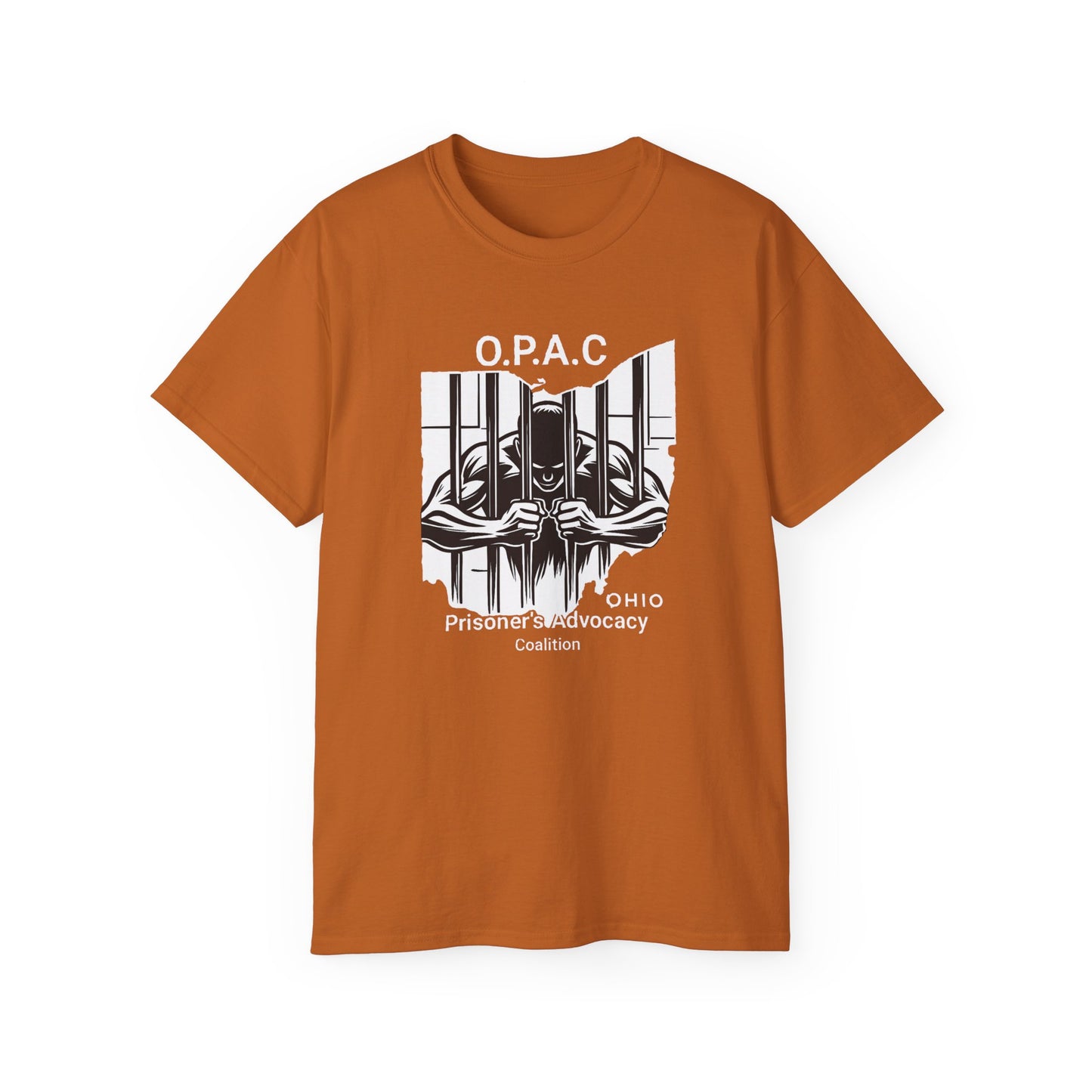 White O.P.A.C. Logo Advocacy Tee, Unisex Cotton T-Shirt for Supporters, Prison Advocacy, Social Justice, Awareness Shirt, Gift for Activists