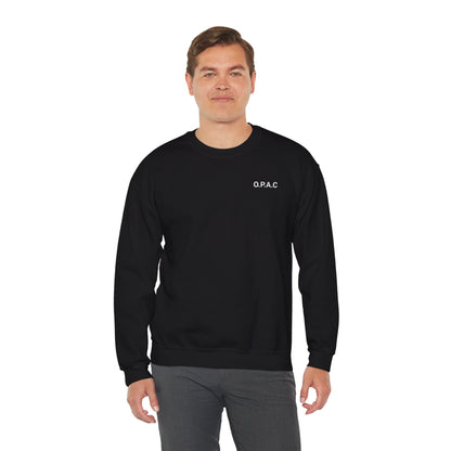 Cozy Comfort Classic Minimalistic (white-lettered) O.P.A.C. Prisoner's Advocacy Crewneck Sweatshirt | Unisex, Casual Wear, Gift for Him, Her, Stay-at-Home Style, Everyday Fashion - O.P.A.C.