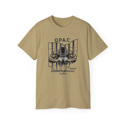 Black O.P.A.C. Advocacy Tee, Unisex Cotton T-Shirt for Supporters, Prison Advocacy, Social Justice, Awareness Shirt, Gift for Activists