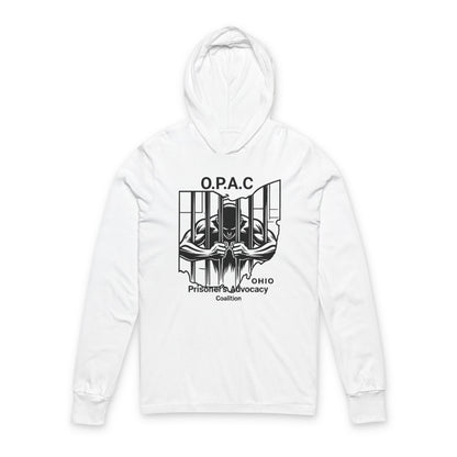 O.P.A.C. Advocacy Graphic Hooded Long Sleeve Tee, Prisoner Rights Awareness