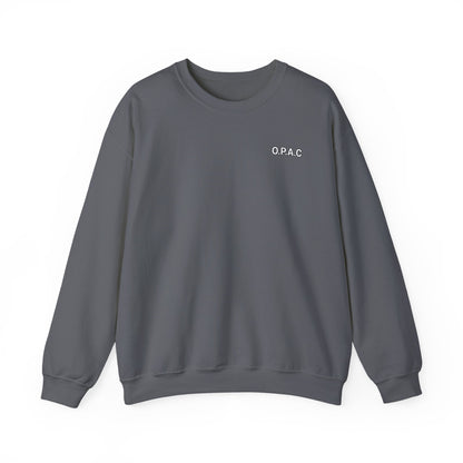 Cozy Comfort Classic Minimalistic (white-lettered) O.P.A.C. Prisoner's Advocacy Crewneck Sweatshirt | Unisex, Casual Wear, Gift for Him, Her, Stay-at-Home Style, Everyday Fashion - O.P.A.C.
