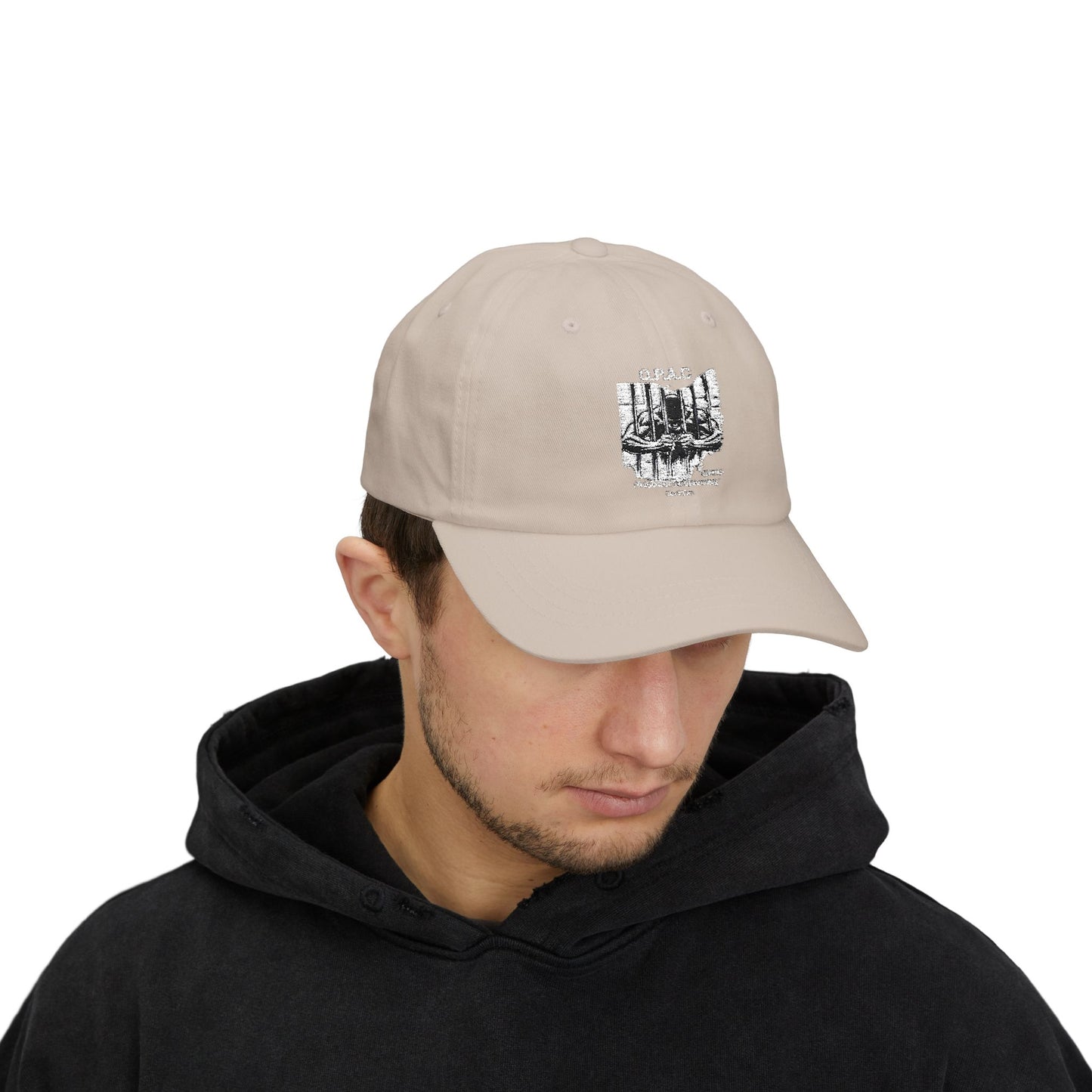 White Embroidered Patch Logo Dad Cap