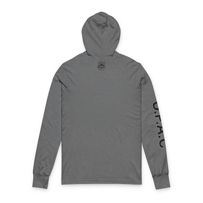 O.P.A.C. Black-Lettered Text Advocacy Graphic Hooded Long Black-Lettered Text Sleeve Tee, Prisoner Rights Awareness