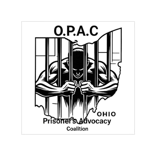 O.P.A.C.  Advocacy Transparent Outdoor Logo Sticker, Support for Prisoner's Rights, Car Decal, Vinyl Graphic for Awareness Campaigns, Nonprofit Fundraiser