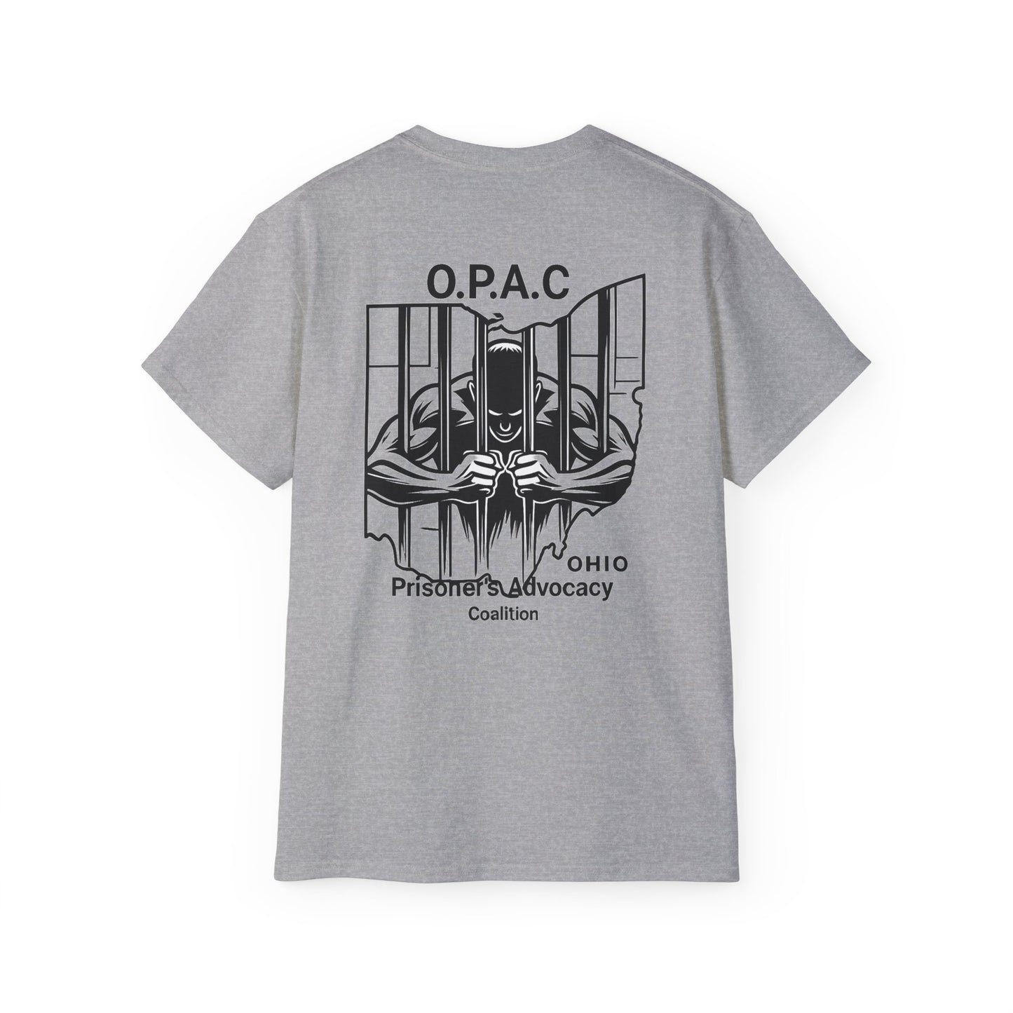 Double-sided Unisex Black-Lettered Text Big Back Graphic Advocacy Tee - Support Prisoners' Rights, Social Justice Apparel, Protest Wear, Activism T-Shirt