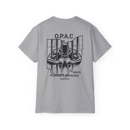 Double-sided Unisex Black-Lettered Text Big Back Graphic Advocacy Tee - Support Prisoners' Rights, Social Justice Apparel, Protest Wear, Activism T-Shirt