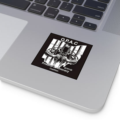 Prison Advocacy Laminate Stickers, Square, Black, O.P.A.C. Designs, Justice Reform, Awareness Campaign, Activism, Prisoner Rights