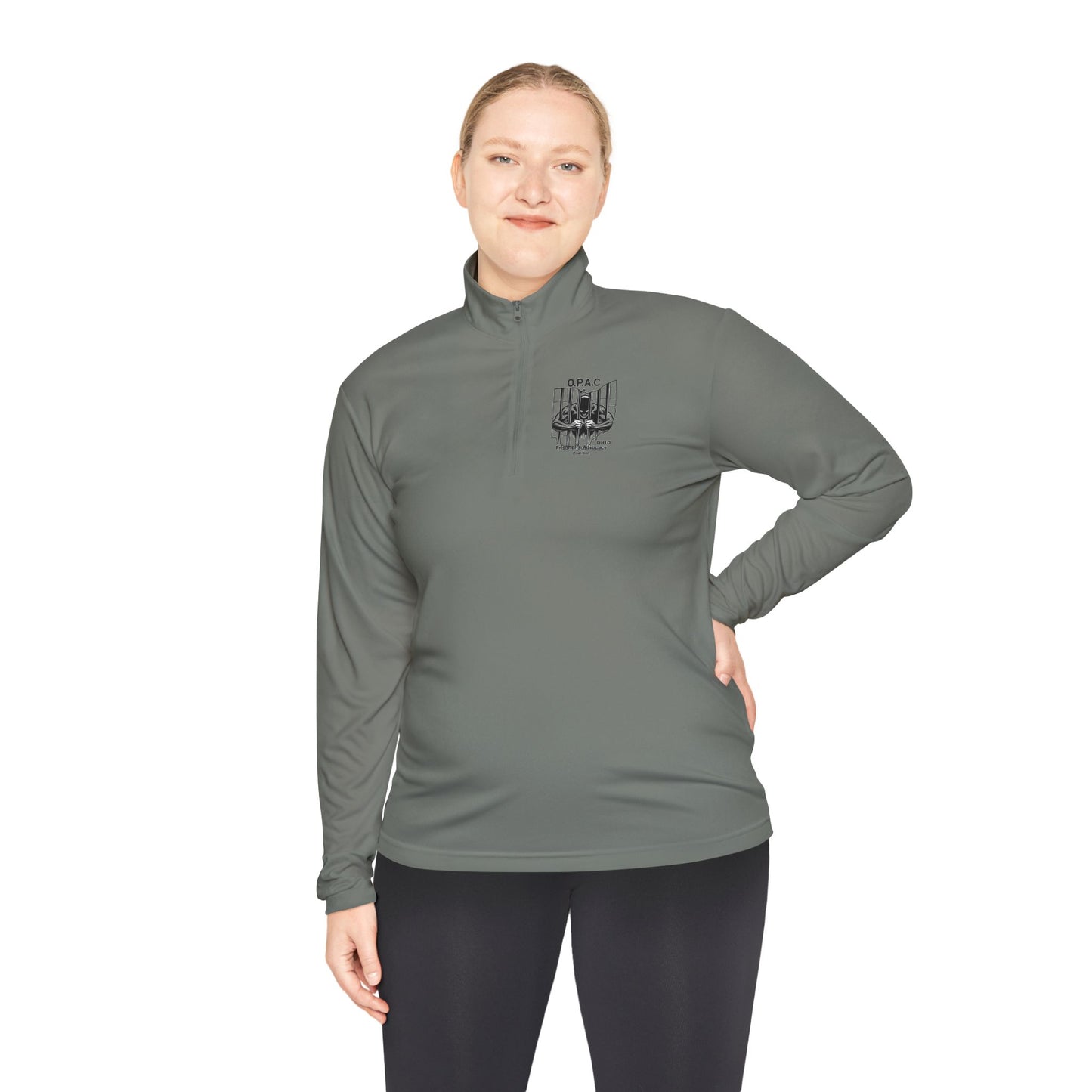 Black O.P.A.C. Double-sided Logo (Black-lettered text on back) Unisex Quarter-Zip Pullover with Stylish Graphic Design, Cozy Layer for Men and Women, Perfect for Casual Outings, Outdoor Adventures, [...]
