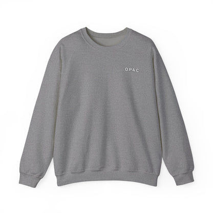 Cozy Comfort Classic Minimalistic (white-lettered) O.P.A.C. Prisoner's Advocacy Crewneck Sweatshirt | Unisex, Casual Wear, Gift for Him, Her, Stay-at-Home Style, Everyday Fashion - O.P.A.C.