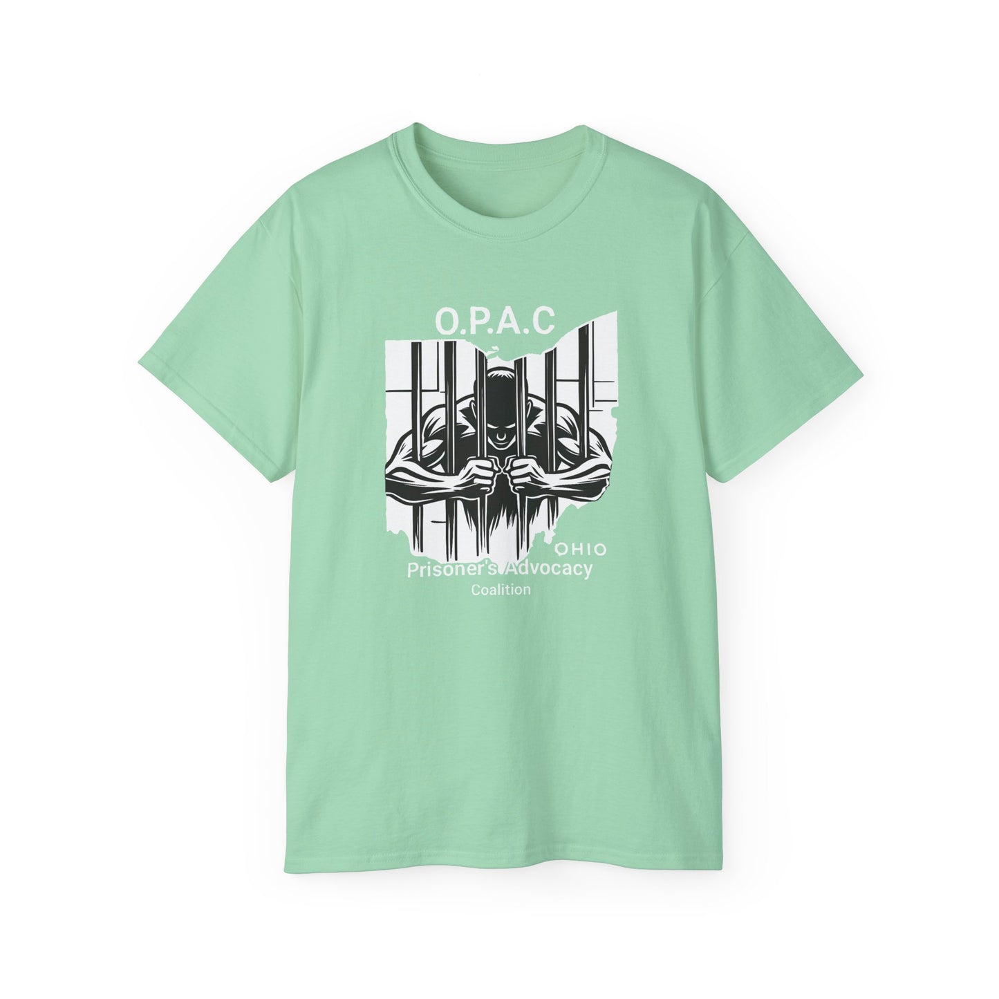 White O.P.A.C. Logo Advocacy Tee, Unisex Cotton T-Shirt for Supporters, Prison Advocacy, Social Justice, Awareness Shirt, Gift for Activists
