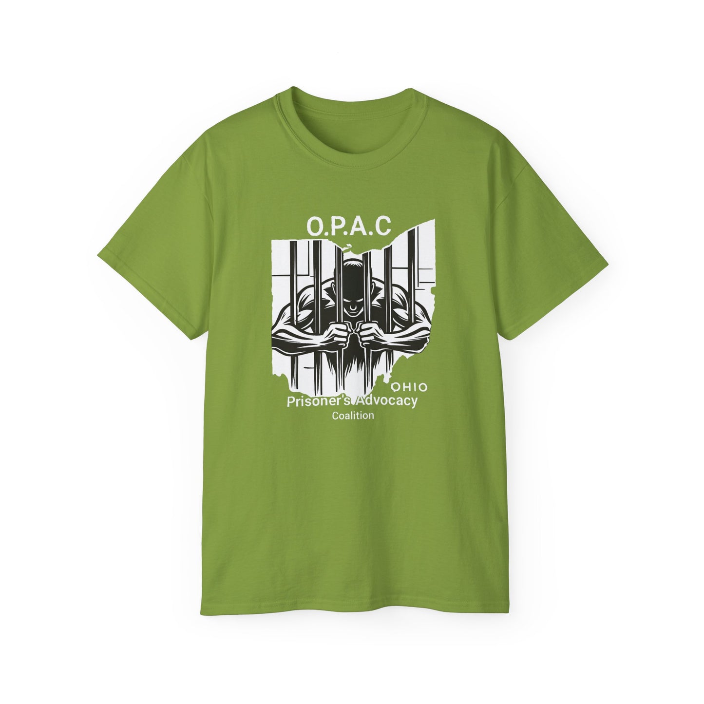 White O.P.A.C. Logo Advocacy Tee, Unisex Cotton T-Shirt for Supporters, Prison Advocacy, Social Justice, Awareness Shirt, Gift for Activists