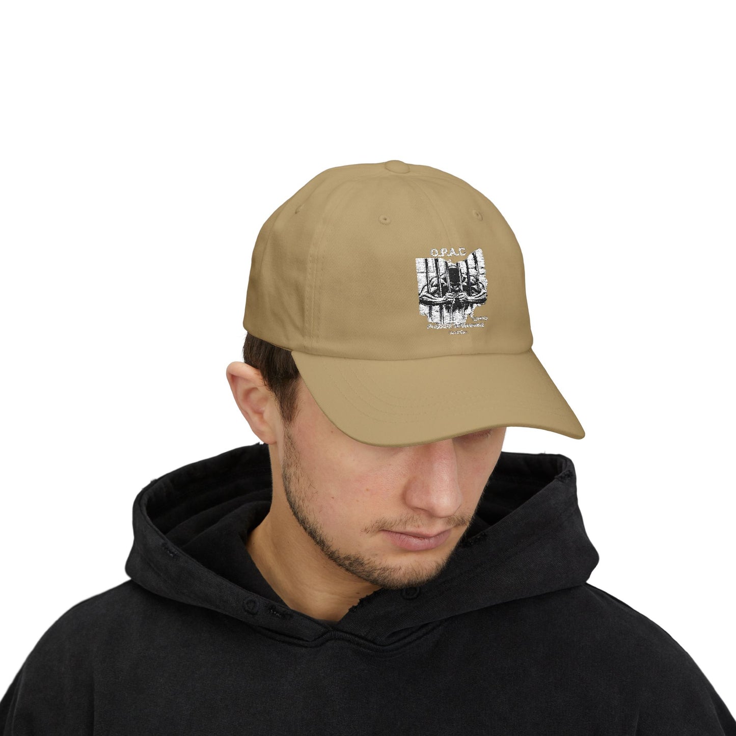 White Embroidered Patch Logo Dad Cap