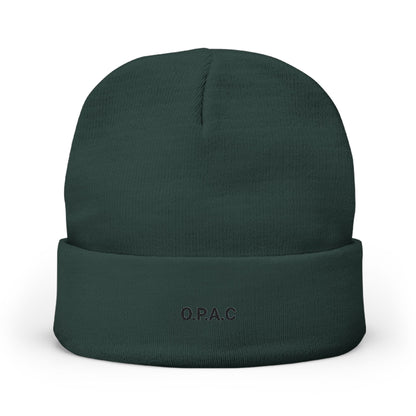 O.P.A.C. SMALL Black- Lettered Text Custom Embroidered Knit Beanie - Cozy Fashion Accessory, Winter Gift, O.P.A.C. Beanie, Streetwear Essential, Unisex Hat
