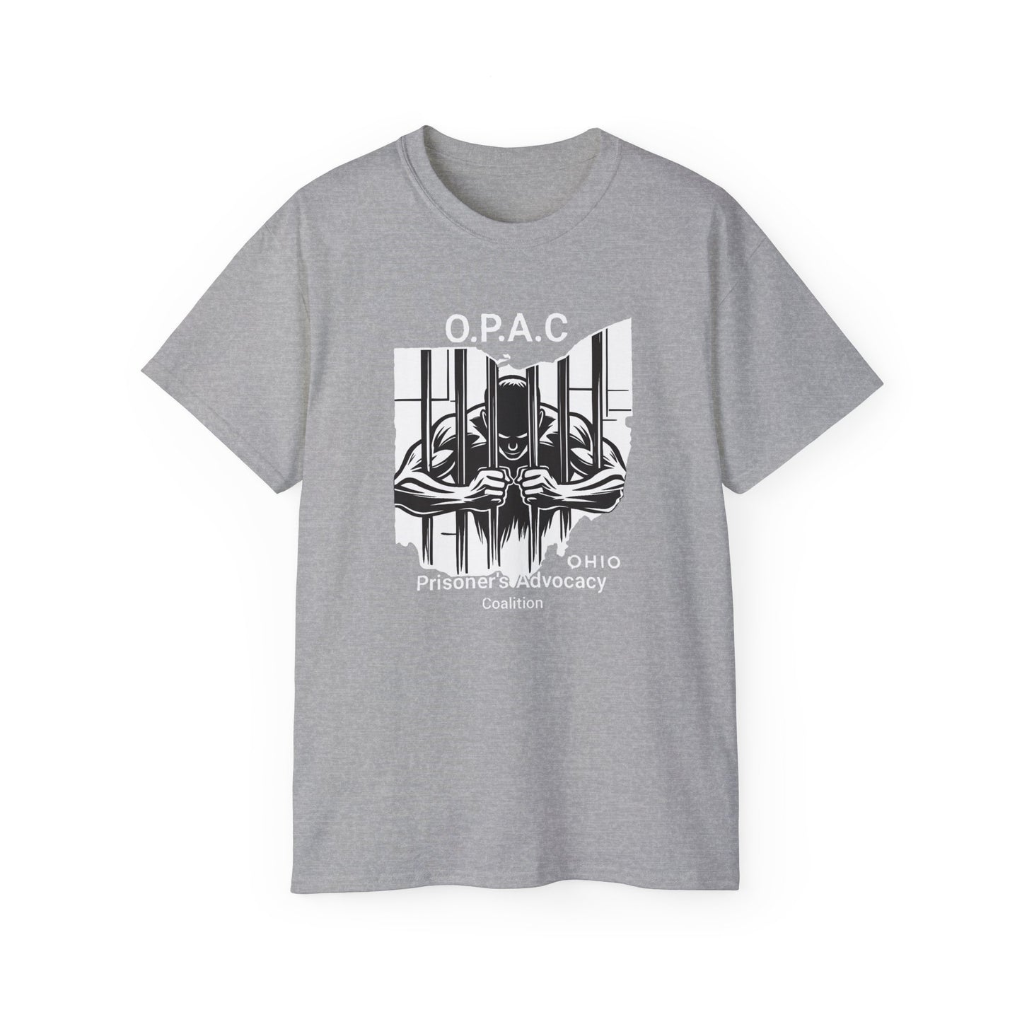 White O.P.A.C. Logo Advocacy Tee, Unisex Cotton T-Shirt for Supporters, Prison Advocacy, Social Justice, Awareness Shirt, Gift for Activists