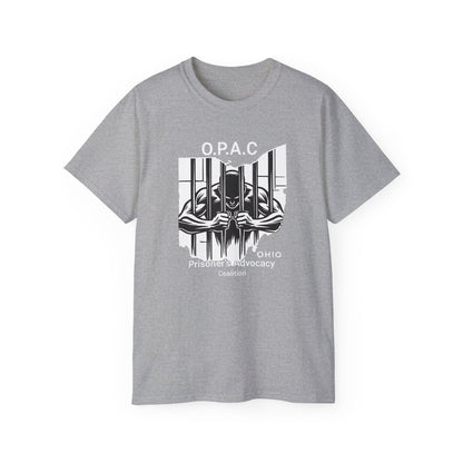 White O.P.A.C. Logo Advocacy Tee, Unisex Cotton T-Shirt for Supporters, Prison Advocacy, Social Justice, Awareness Shirt, Gift for Activists