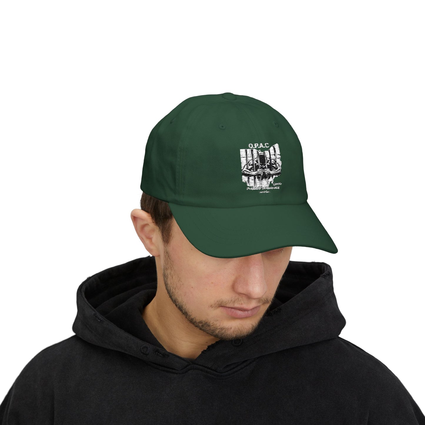 White Embroidered Patch Logo Dad Cap
