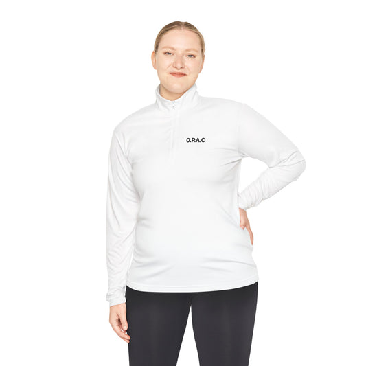 Unisex Quarter-Zip Pullover - Ladies O P A C Double-sided Black-lettered Text Logo Stylish Graphic Design