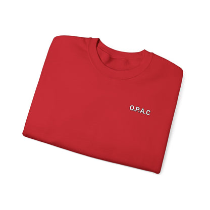 Cozy Comfort Classic Minimalistic (white-lettered) O.P.A.C. Prisoner's Advocacy Crewneck Sweatshirt | Unisex, Casual Wear, Gift for Him, Her, Stay-at-Home Style, Everyday Fashion - O.P.A.C.
