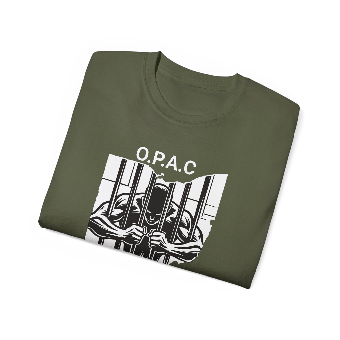 White O.P.A.C. Logo Advocacy Tee, Unisex Cotton T-Shirt for Supporters, Prison Advocacy, Social Justice, Awareness Shirt, Gift for Activists