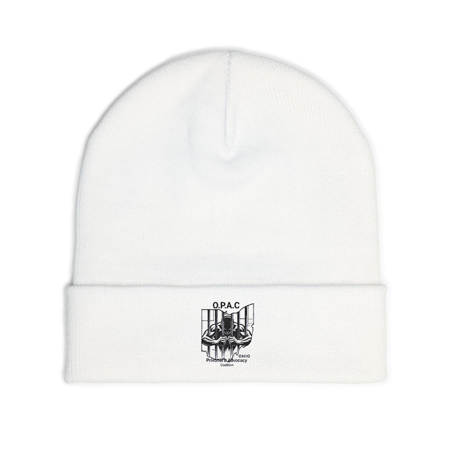O.P.A.C. Ohio Prisoner's Advocacy Coalition Custom Embroidered Patch Logo Knit Beanie - Cozy Fashion Accessory, Winter Gift, O.P.A.C. Beanie, Streetwear Essential, Unisex Hat