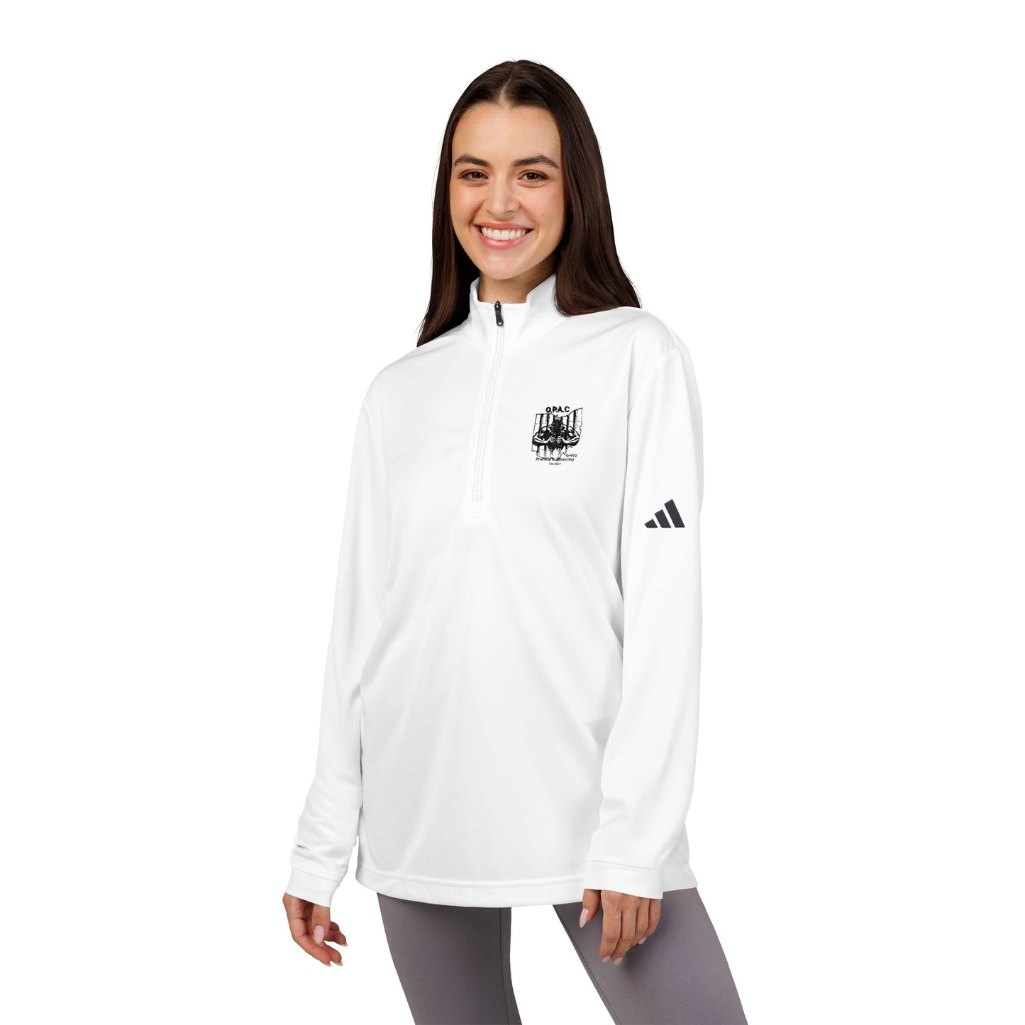 O.P.A.C. Prisoner's Advocacy Coalition Logo Design Embroidered Adidas Quarter-Zip Pullover