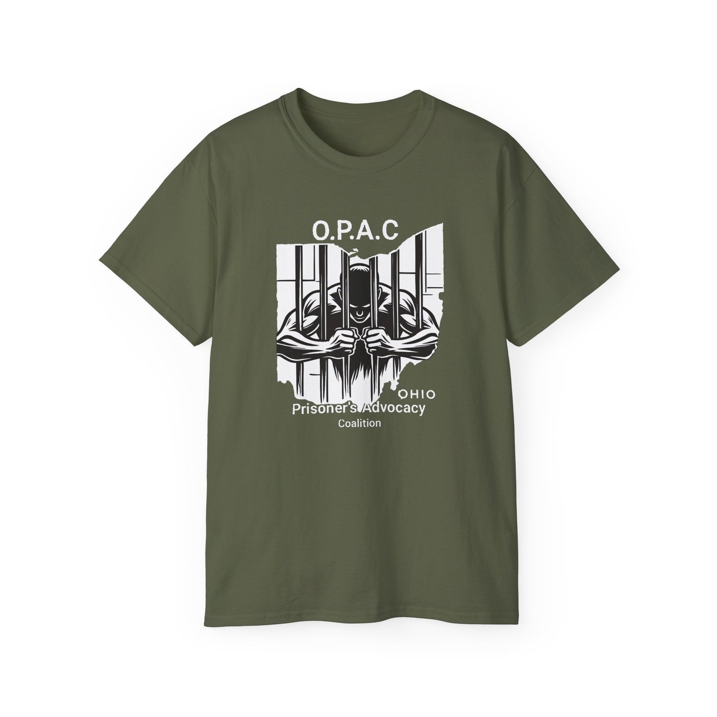 White O.P.A.C. Logo Advocacy Tee, Unisex Cotton T-Shirt for Supporters, Prison Advocacy, Social Justice, Awareness Shirt, Gift for Activists