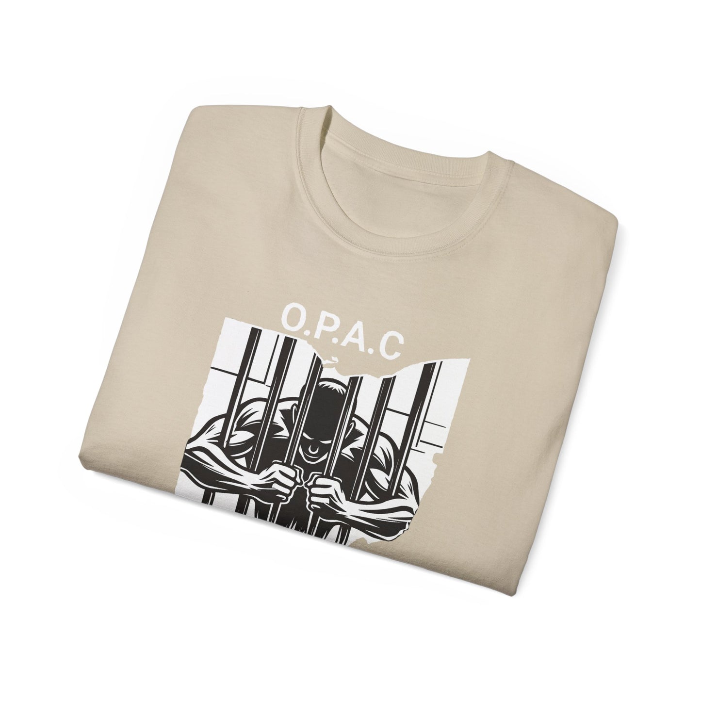 White O.P.A.C. Logo Advocacy Tee, Unisex Cotton T-Shirt for Supporters, Prison Advocacy, Social Justice, Awareness Shirt, Gift for Activists