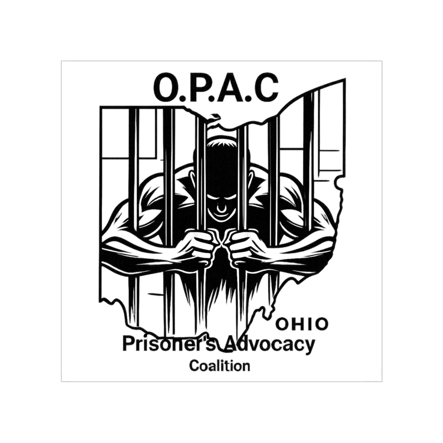 O.P.A.C.  Advocacy Transparent Outdoor Logo Sticker, Support for Prisoner's Rights, Car Decal, Vinyl Graphic for Awareness Campaigns, Nonprofit Fundraiser