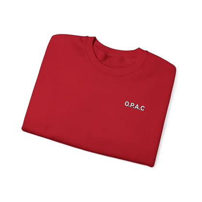 Cozy Comfort Classic Minimalistic (white-lettered) O.P.A.C. Prisoner's Advocacy Crewneck Sweatshirt | Unisex, Casual Wear, Gift for Him, Her, Stay-at-Home Style, Everyday Fashion - O.P.A.C.