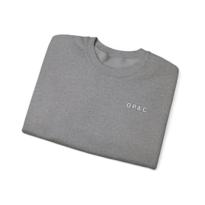 Cozy Comfort Classic Minimalistic (white-lettered) O.P.A.C. Prisoner's Advocacy Crewneck Sweatshirt | Unisex, Casual Wear, Gift for Him, Her, Stay-at-Home Style, Everyday Fashion - O.P.A.C.