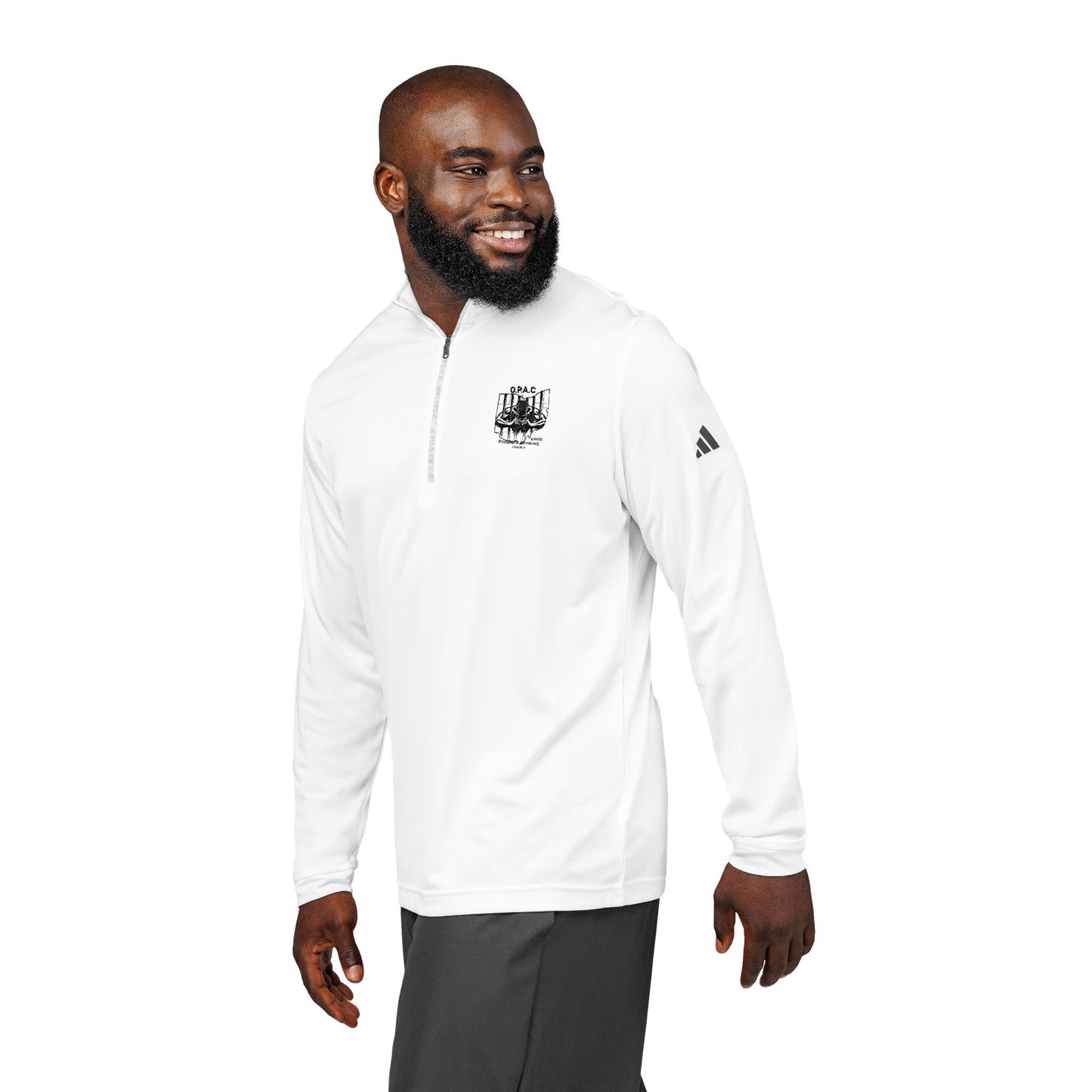 O.P.A.C. Prisoner's Advocacy Coalition Logo Design Embroidered Adidas Quarter-Zip Pullover