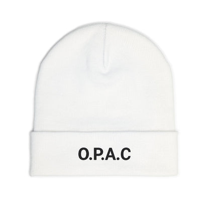 O.P.A.C. MID Black- Lettered Text Custom Embroidered Knit Beanie - Cozy Fashion Accessory, Winter Gift, O.P.A.C. Beanie, Streetwear Essential, Unisex Hat