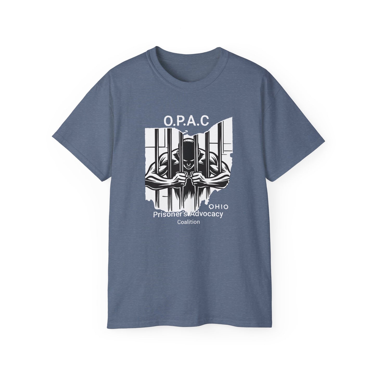White O.P.A.C. Logo Advocacy Tee, Unisex Cotton T-Shirt for Supporters, Prison Advocacy, Social Justice, Awareness Shirt, Gift for Activists