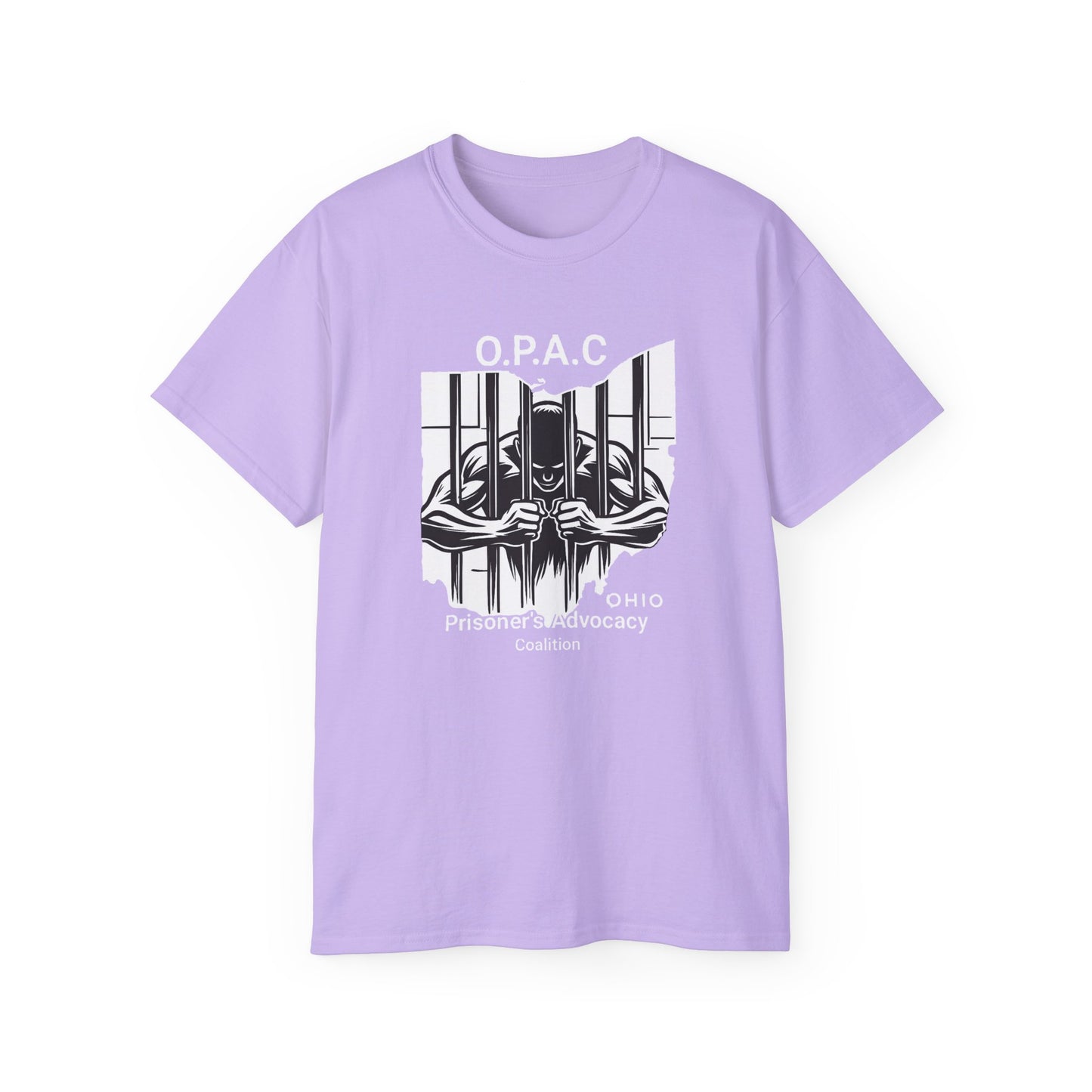 White O.P.A.C. Logo Advocacy Tee, Unisex Cotton T-Shirt for Supporters, Prison Advocacy, Social Justice, Awareness Shirt, Gift for Activists