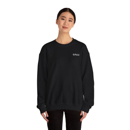 Cozy Comfort Classic Minimalistic (white-lettered) O.P.A.C. Prisoner's Advocacy Crewneck Sweatshirt | Unisex, Casual Wear, Gift for Him, Her, Stay-at-Home Style, Everyday Fashion - O.P.A.C.
