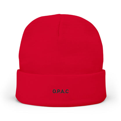 O.P.A.C. SMALL Black- Lettered Text Custom Embroidered Knit Beanie - Cozy Fashion Accessory, Winter Gift, O.P.A.C. Beanie, Streetwear Essential, Unisex Hat
