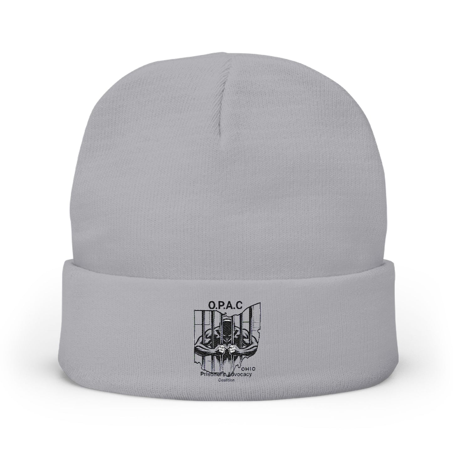O.P.A.C. Ohio Prisoner's Advocacy Coalition Custom Embroidered Patch Logo Knit Beanie - Cozy Fashion Accessory, Winter Gift, O.P.A.C. Beanie, Streetwear Essential, Unisex Hat
