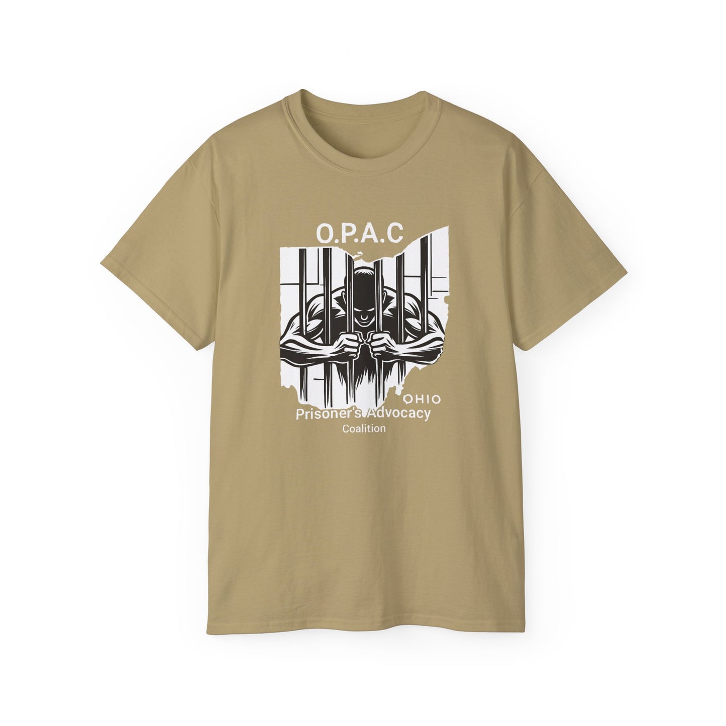 White O.P.A.C. Logo Advocacy Tee, Unisex Cotton T-Shirt for Supporters, Prison Advocacy, Social Justice, Awareness Shirt, Gift for Activists