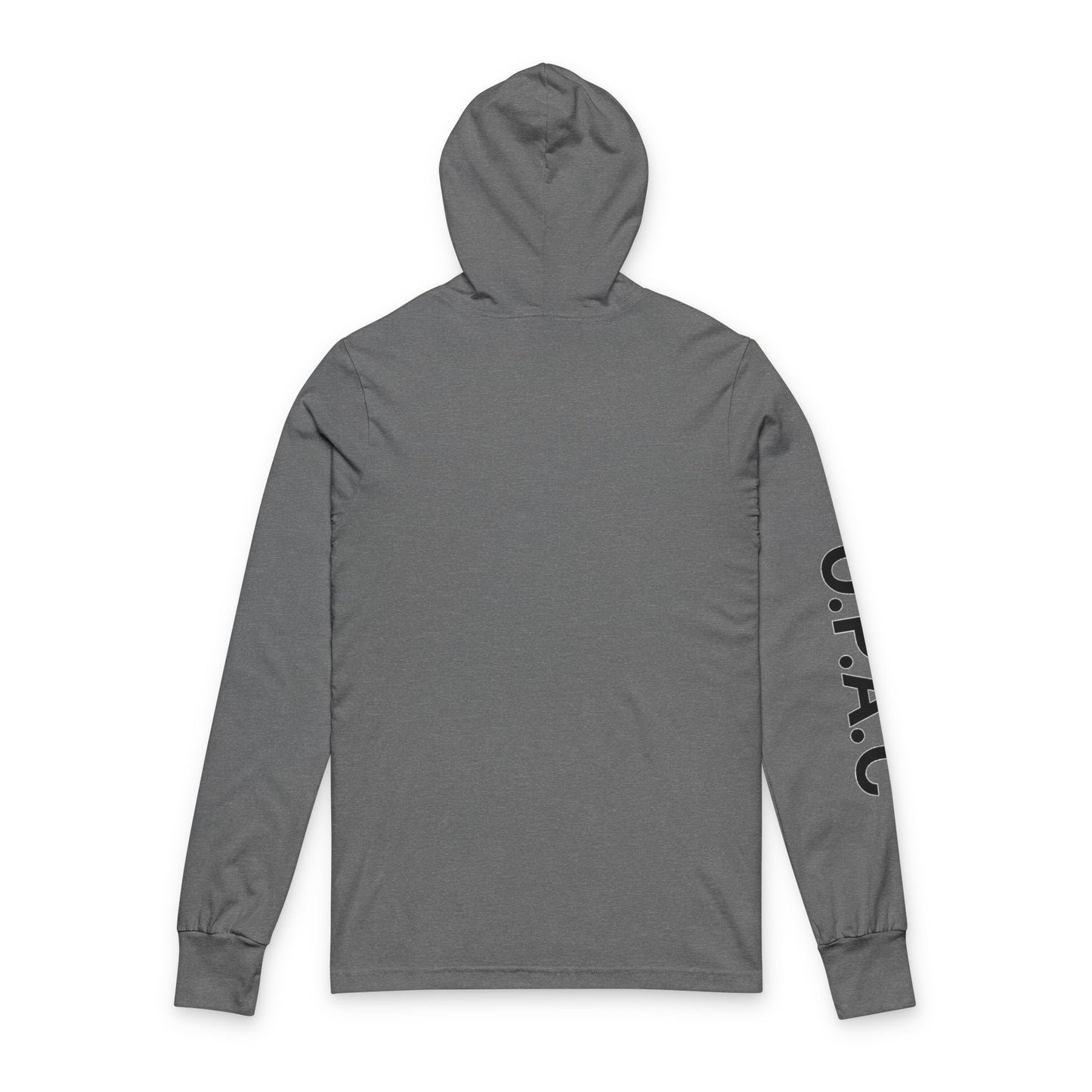 O.P.A.C. Advocacy Graphic Hooded Long Black-Lettered Text Sleeve Tee, Prisoner Rights Awareness