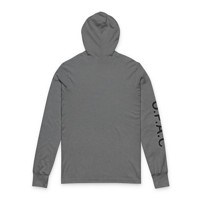 O.P.A.C. Advocacy Graphic Hooded Long Black-Lettered Text Sleeve Tee, Prisoner Rights Awareness