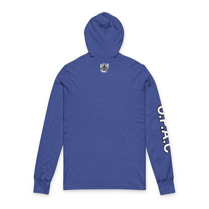 O.P.A.C. White-Lettered Text Advocacy Graphic Hooded Long White-Lettered Text Sleeve Tee, Prisoner Rights Awareness