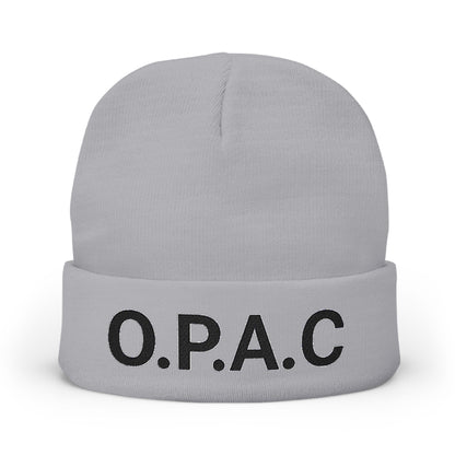 O.P.A.C. BIG Black- Lettered Text Custom Embroidered Knit Beanie - Cozy Fashion Accessory, Winter Gift, O.P.A.C. Beanie, Streetwear Essential, Unisex Hat