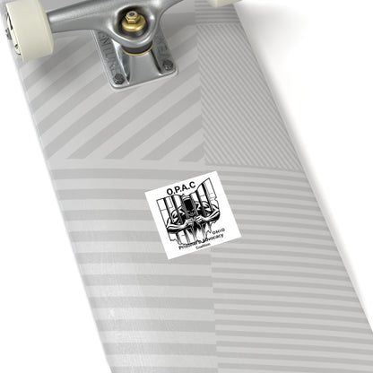 Prison Advocacy Laminate Stickers, Square, White, O.P.A.C. Designs, Justice Reform, Awareness Campaign, Activism, Prisoner Rights