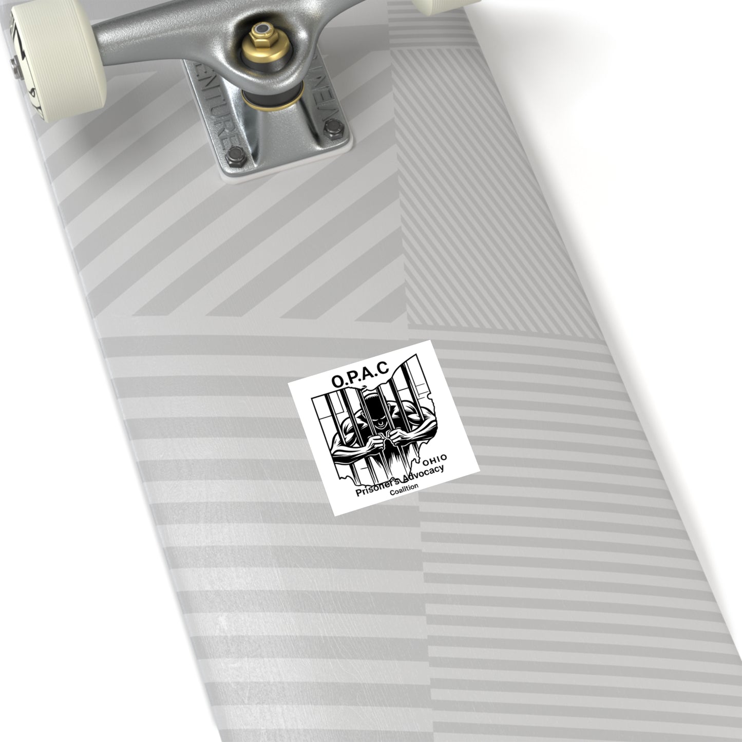 Prison Advocacy Laminate Stickers, Square, White, O.P.A.C. Designs, Justice Reform, Awareness Campaign, Activism, Prisoner Rights